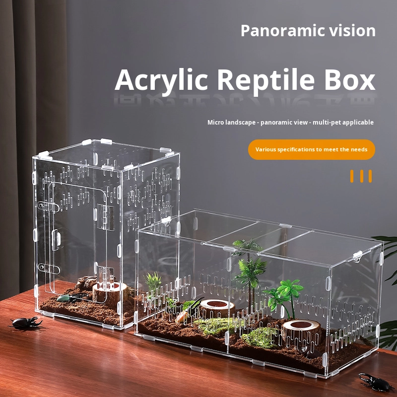 Modern Acrylic Reptile Breeding Box Transparent Pet Mantis Cricket Snake Unicorn Beetle Snail Hermit Crab Assembly Enclosure