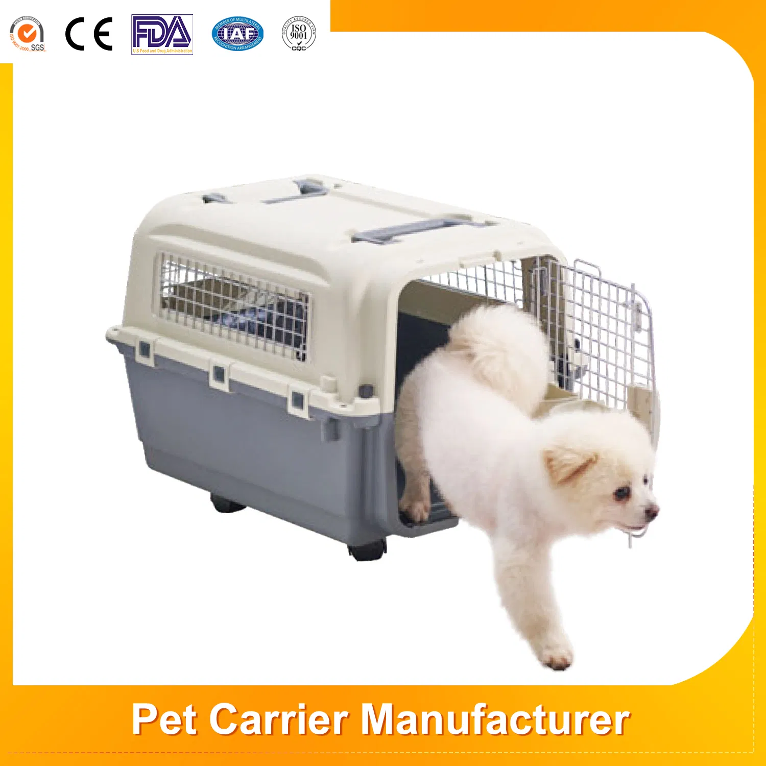 Wholesale Custom Breathable Ventilation Plastic Cat Carrier Travel Steel Window Airline Approved Dogs Furniture Transport Pet Cage