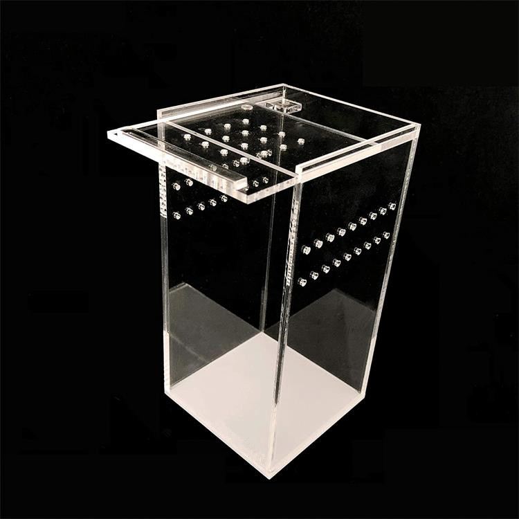ART Luxury Acrylic Reptile Enclosure with Stainless Steel Frame Small Pet Cage Plastic Tray Breathable Design