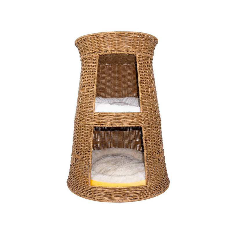Eco-Friendly Stylish PP Pet House Handcrafted Rattan Home for Cats Small Dogs Rabbits Comfortable Home Decor