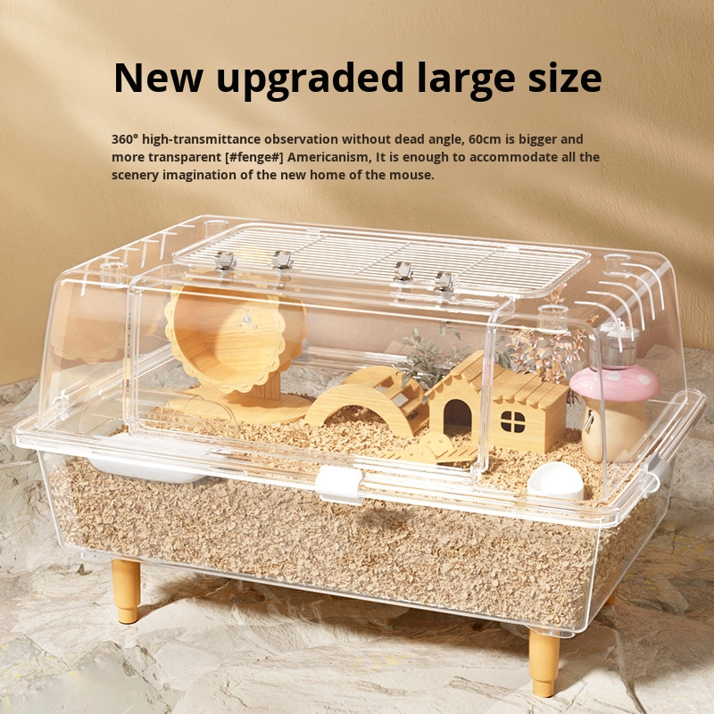 Large Acrylic Hamster Cage Transparent Multi-Level Rodent Habitat Villa Premium Small Animal Enclosure