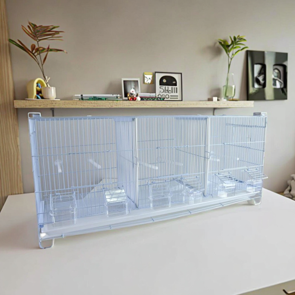 Metal Bird Cage 2/3 Compartments Breeding Dividers Removable Plastic Tray Button Perches Feeders Easy to Clean
