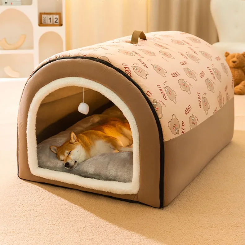 Cozy Pet Bed Winter Warm Plush Removable Waterproof Dog Cat House