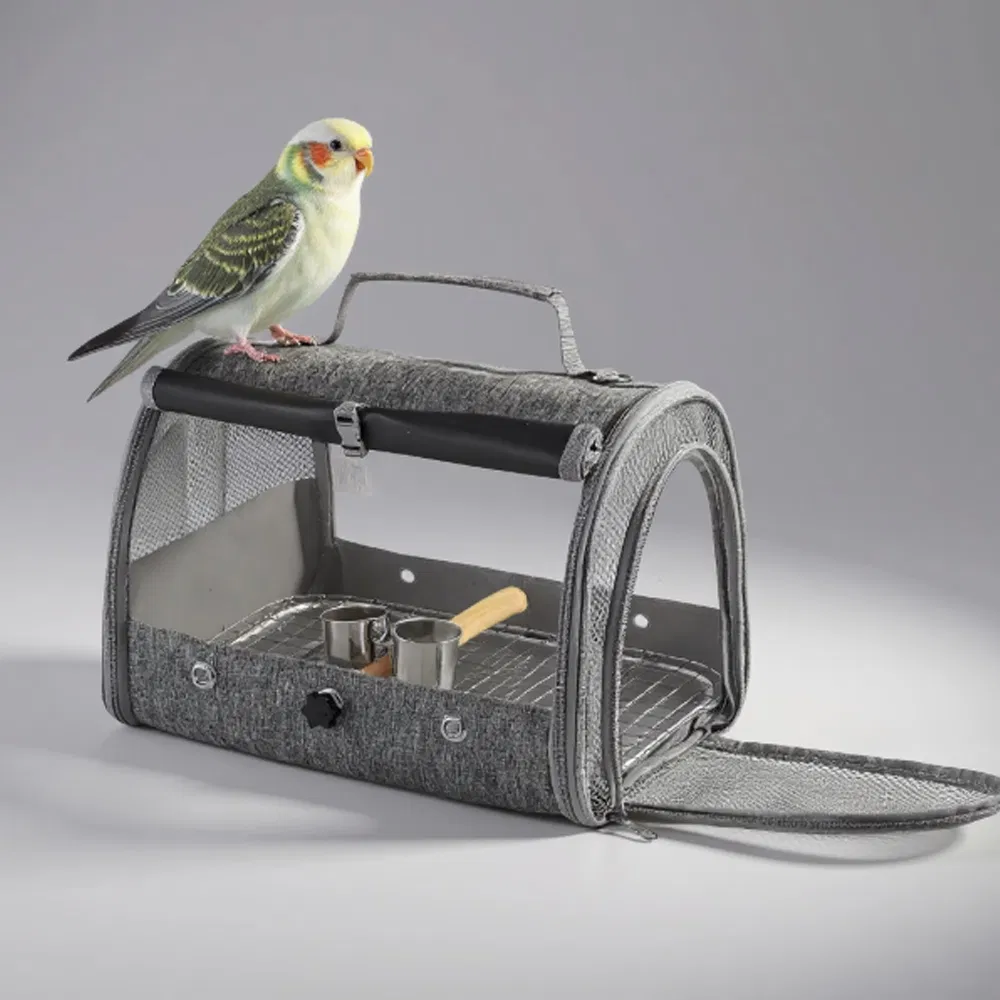 Airline Approved Bird Travel Carrier Breathable Mesh Transparent Parrot Portable Cage