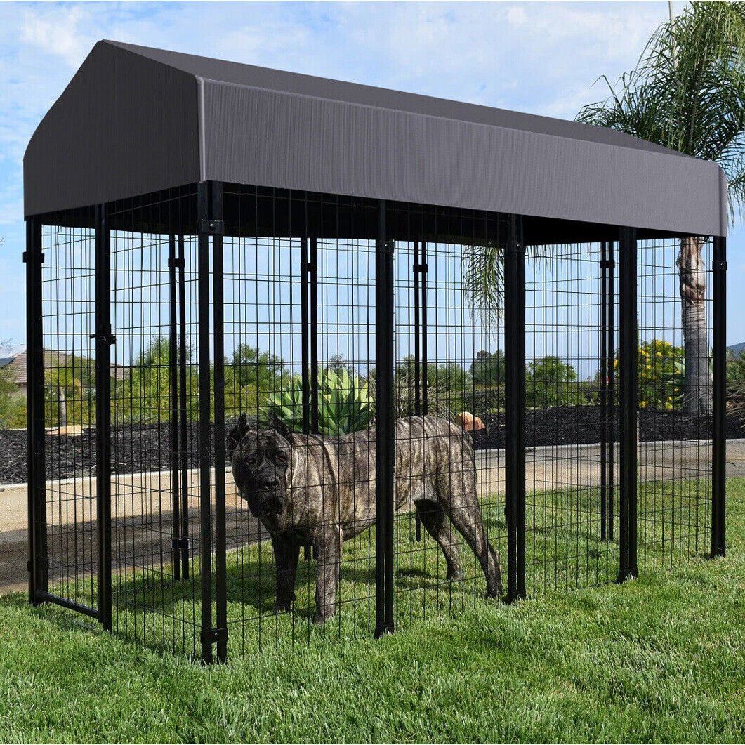 YOELLEN Durable Practical Steel Metal Large Size Dog Kennel Outdoor Garden Home Use 8/12 Pieces Heavy Duty Dog Crate Playpen