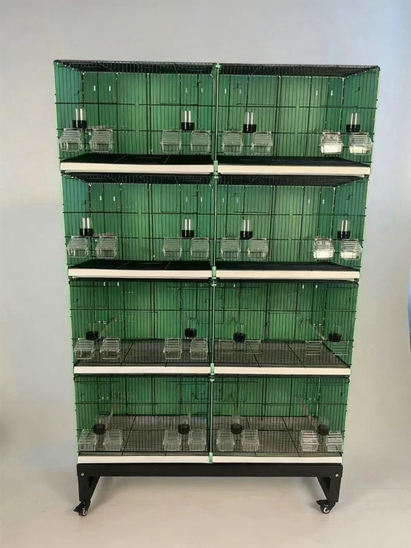 4 Layer Stackable Collapsible White Wire Canary Breeding Cages Handmade Luxury Love Bird Cage Carton Package With Drinker Box