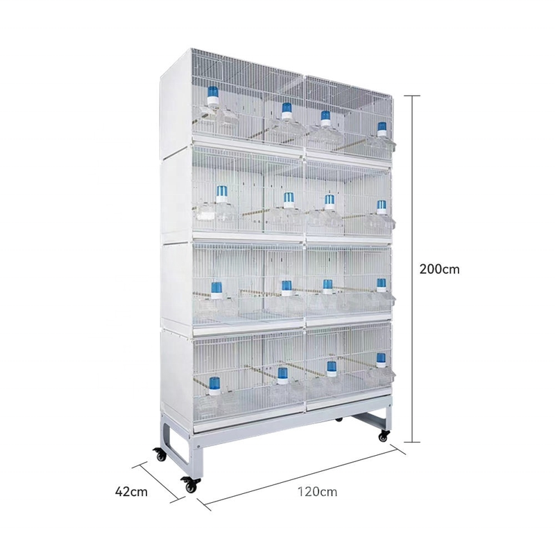 4 Layer Stackable Collapsible White Wire Canary Breeding Cages Handmade Luxury Love Bird Cage Carton Package With Drinker Box