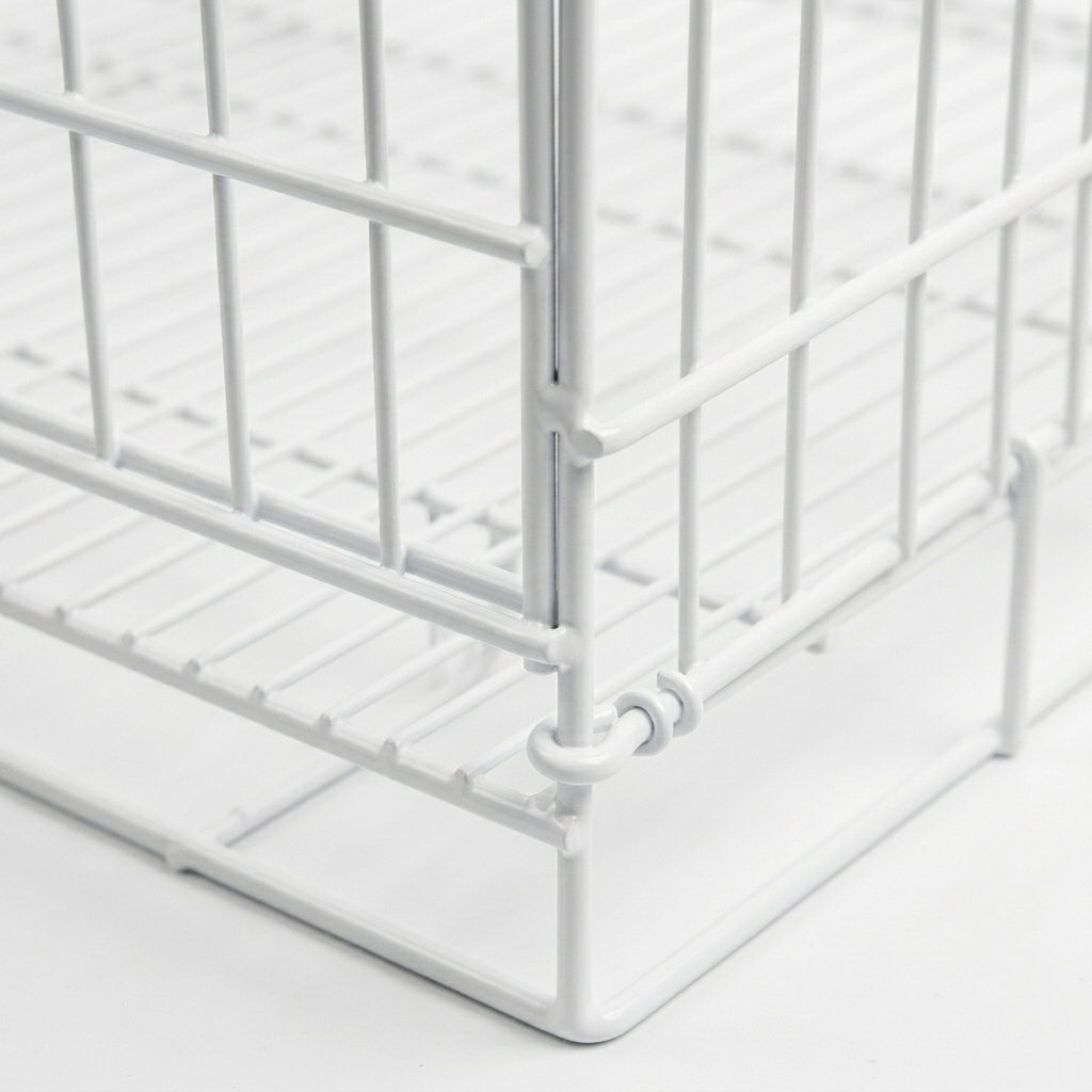 White Metal Wire Pet Crate with Pull-Out Tray for Puppy Training