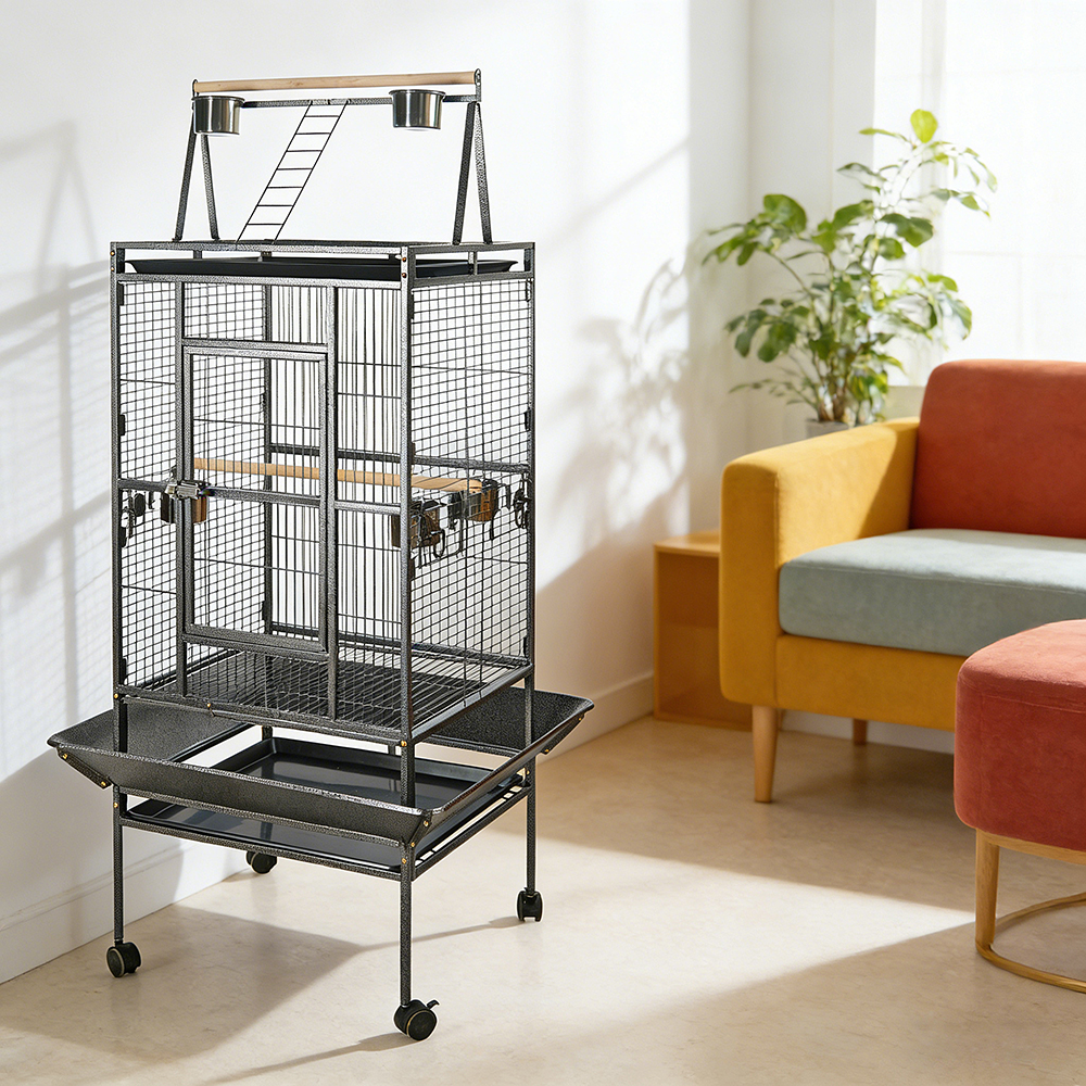 Wholesale Medium Stackable Wrought Iron Bird Cage Animal Pattern Removable Tray Easy Clean for Parakeet Finch Wedding Decor