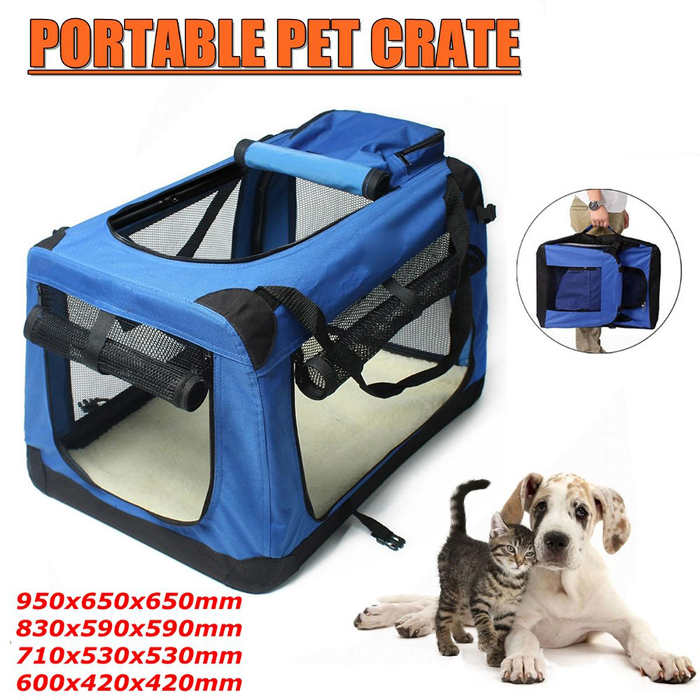 Soft Easy to Fold Foldable Comfy Dog Travel Crate Dog Carrier Carry Dog Crate Washable Fabric Cover for Indoor &amp; Outdoor Use