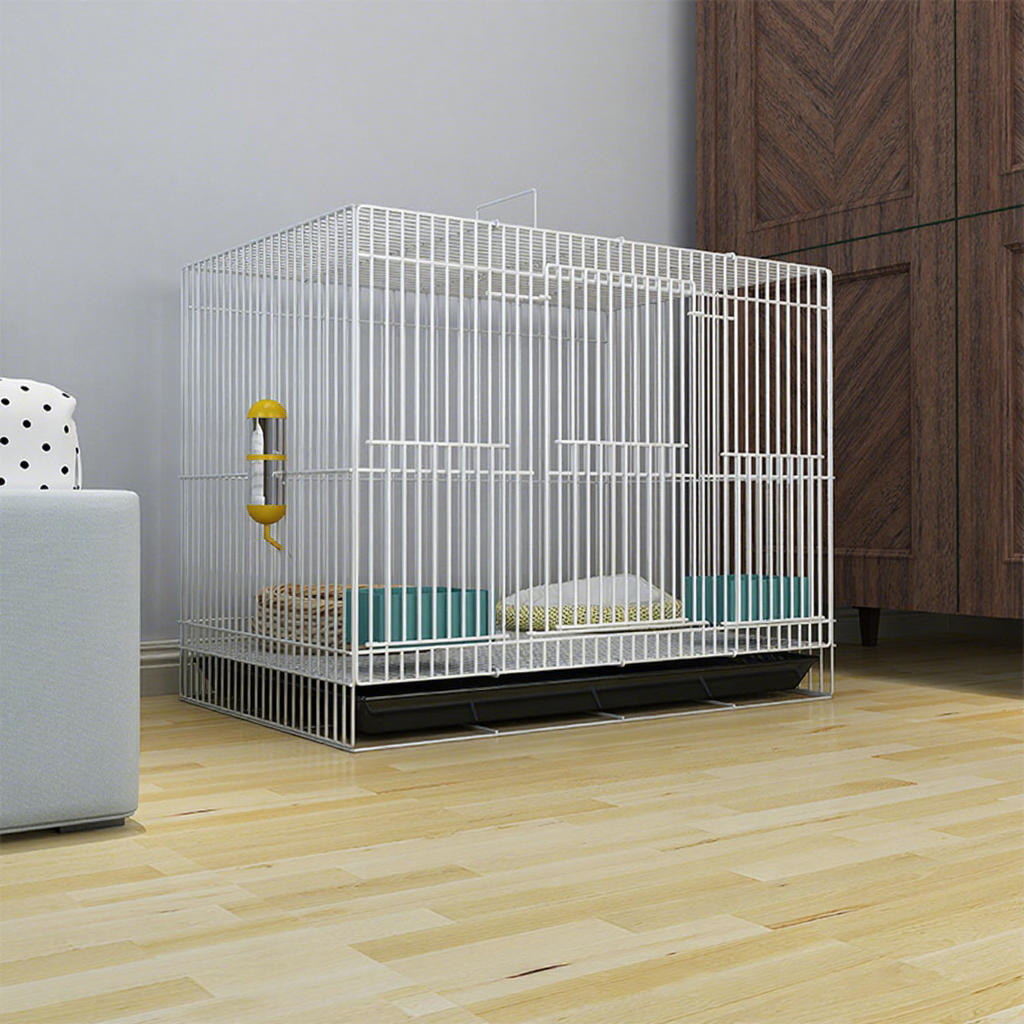Multi-Pet Indoor Iron Rabbit Hutch Removable Tray Stylish Easy Clean 4-Door Space-Saving Foldable Easy Assembly for Pet Stores
