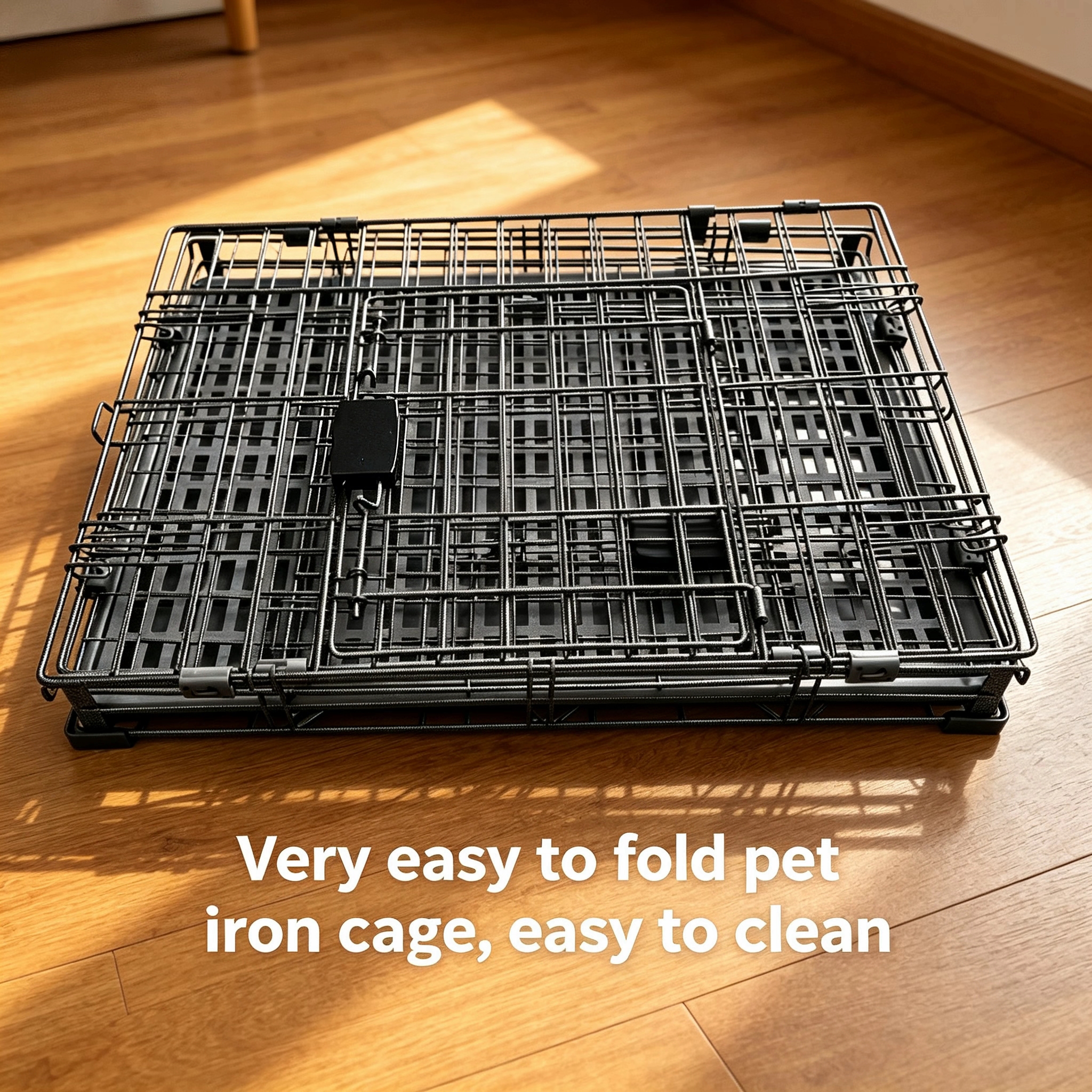 Foldable Large Metal Pet Crate Heavy Duty Collapsible Wire Kennel for Large Pets Large Foldable Iron Cage for Medium Large Dogs