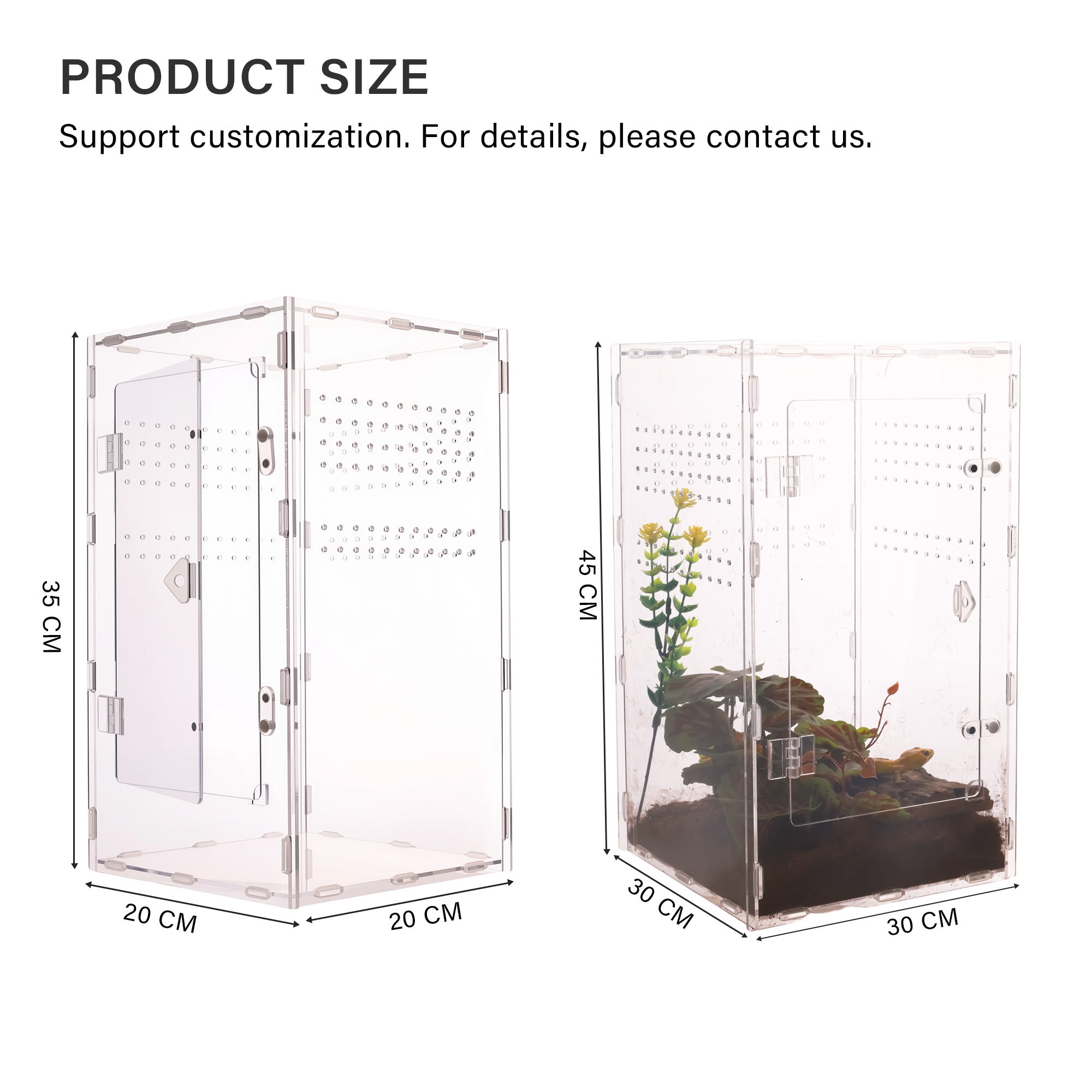 Magnetic Transparent Solid Tarantula Box 20x20x35cm Acrylic Enclosure Classic Simple Terrarium Insect Tank Pet Cages For Pets