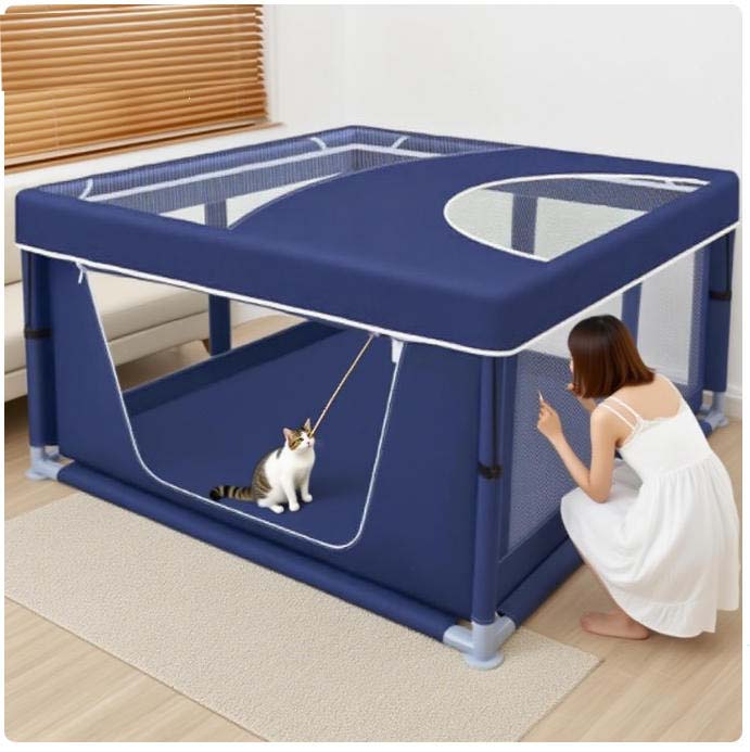 Luxury Foldable Dog Kennel Oxford Cloth Octagonal Pet Carrier With Animal Design For Car Or Home Use Comes In Box Packaging