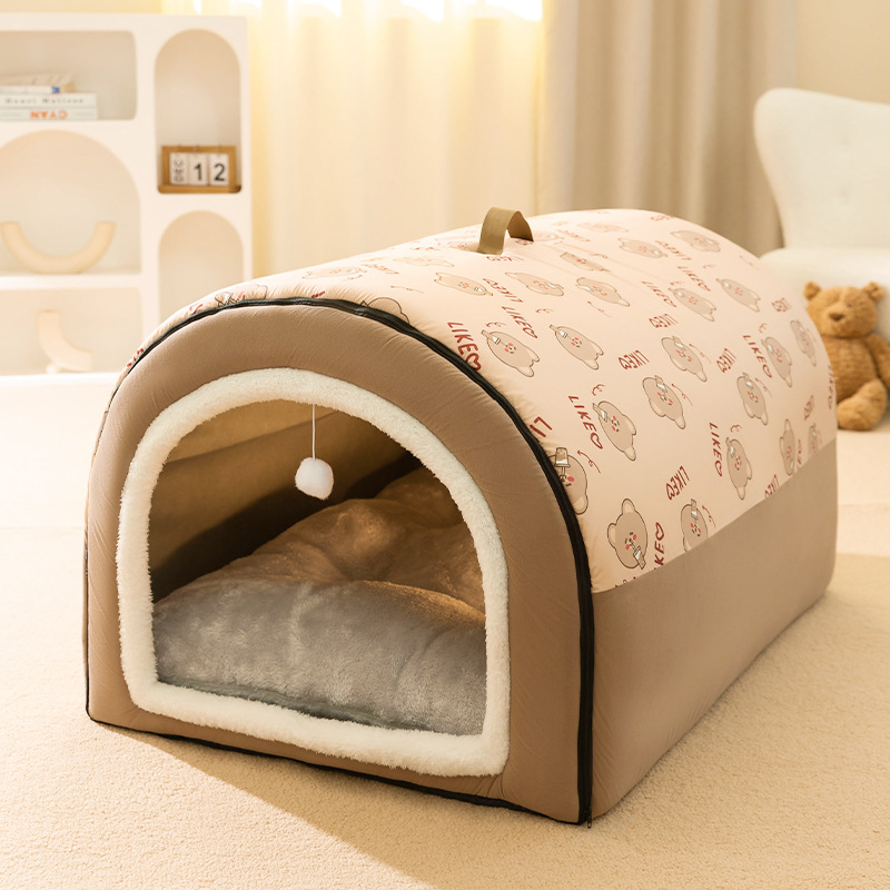 Cozy Pet Bed Winter Warm Plush Removable Waterproof Dog Cat House