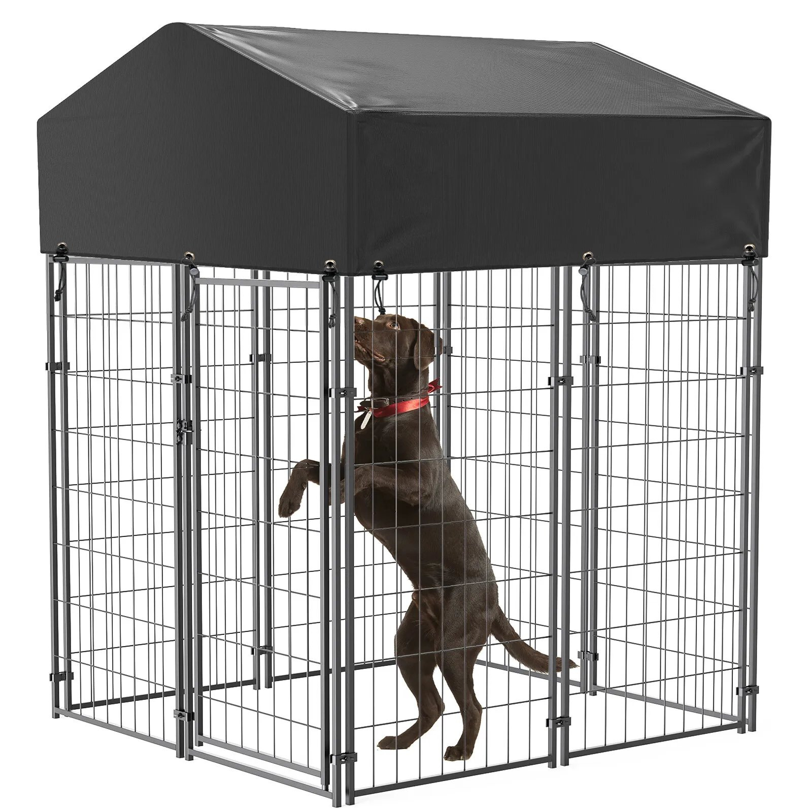YOELLEN Durable Practical Steel Metal Large Size Dog Kennel Outdoor Garden Home Use 8/12 Pieces Heavy Duty Dog Crate Playpen