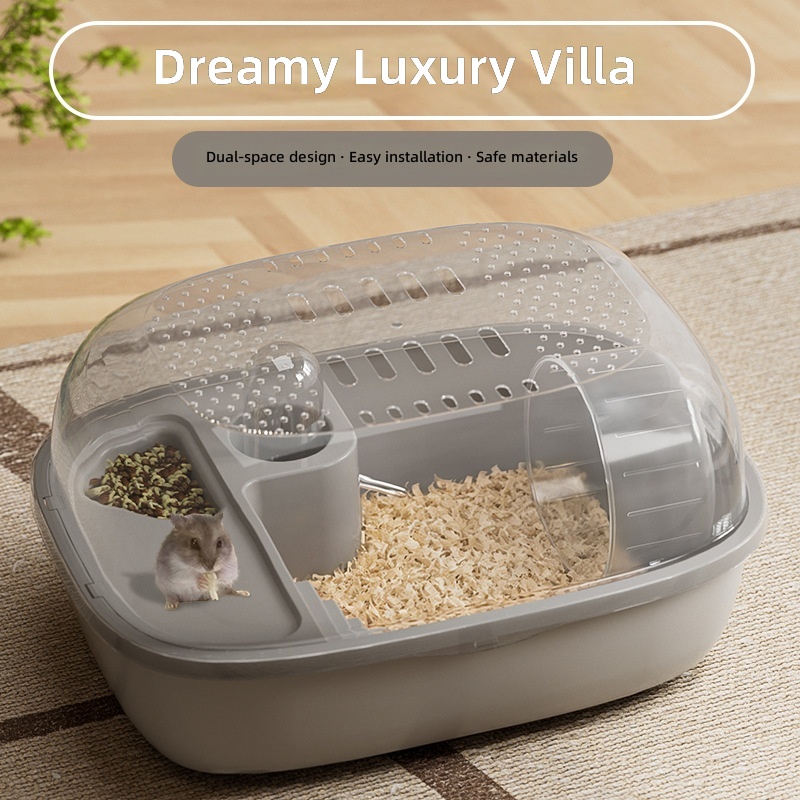 Big Space Hamster House Villa Multi-function Hideaway Enclosure for Dwarf &amp; Syrian Hamster Easy Clean Small Animal Cage