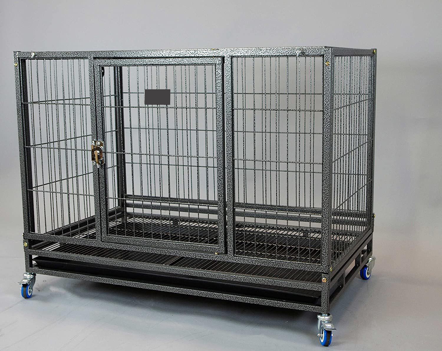 Outdoor Metal Tube XXL Dog Cage with Plastic Tray Cage Transport for Big Dog Heavy Duty Steel Large Dog Kennel Crate with Wheels