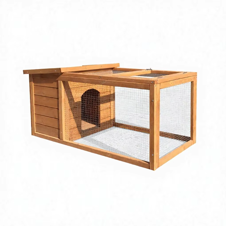 Factory Supply Modern Wooden Breathable Small Animal Cage Rabbit Hutch Bunny House with Running Cage for Small Animal