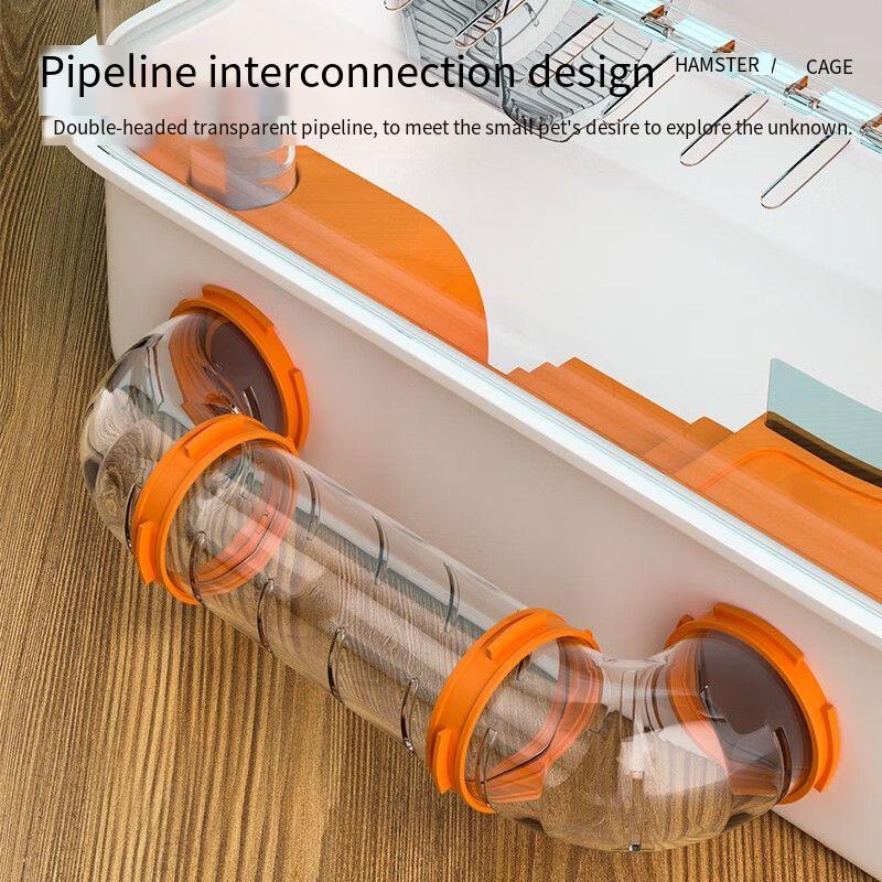 Plastic Oversized Villa Hamster Cage Golden Bear Design Easy Clean Ventilated Breathable Cartoon Style for Guinea Pig Squirrel
