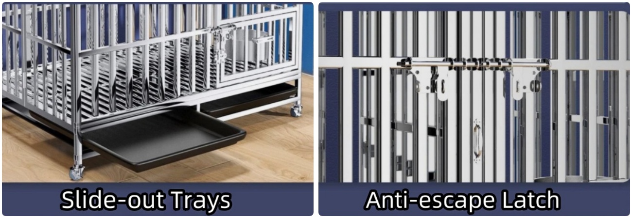 Stainless Steel Crate Cage Duty Dog Kennel Pet Cage With Tray/Indoor Foldable Portable Stackable Heavy 304 Dog Kennel Pet Cage