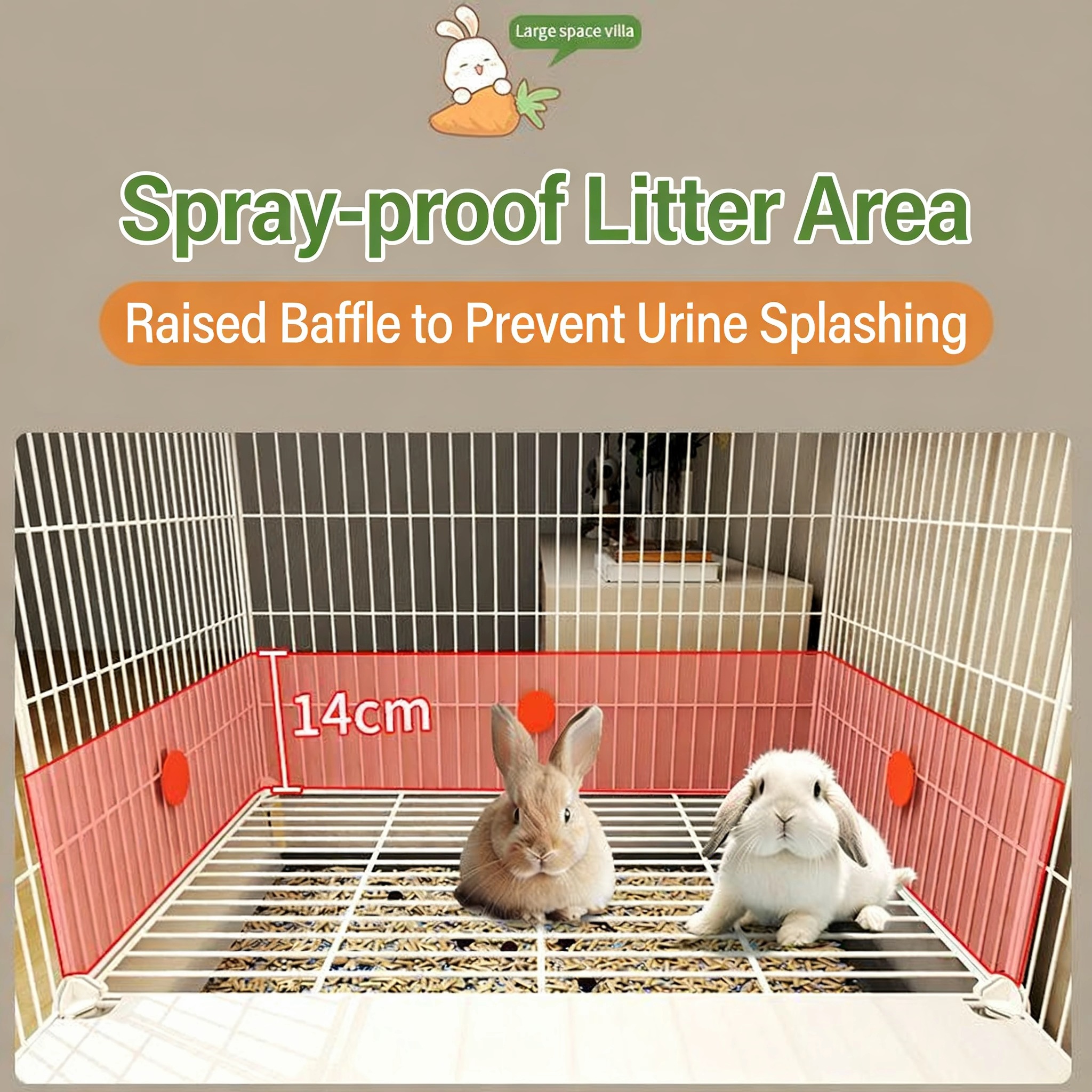 Oversized Dutch Pig Guinea Pig Dwarf Rabbit Cage Solid Pattern Anti-Splash Urine Toilet Simple Plastic House for Small Animals