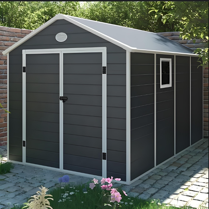 Large 6x4ft Outdoor Building Cabin Bike Shed Plastic Garden Tools Storage House With Window