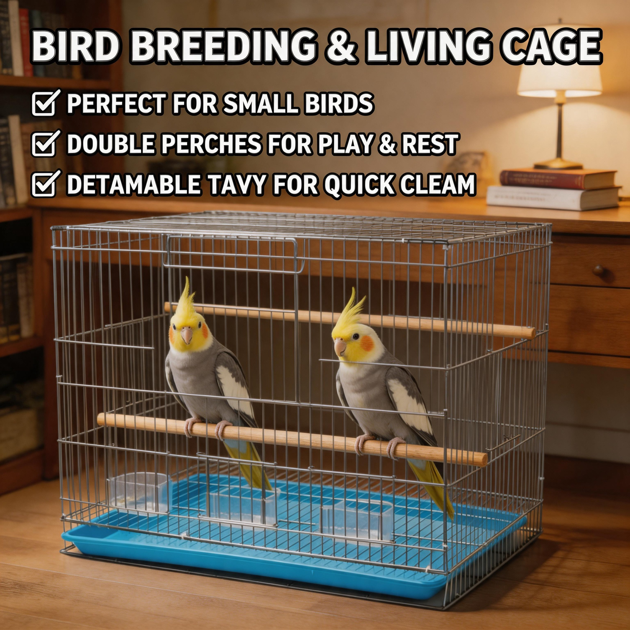Hot Sale Galvanized Wire Mesh Parrot Breeding Cage Easy Clean Detachable Plastic Tray Aviary Equipment