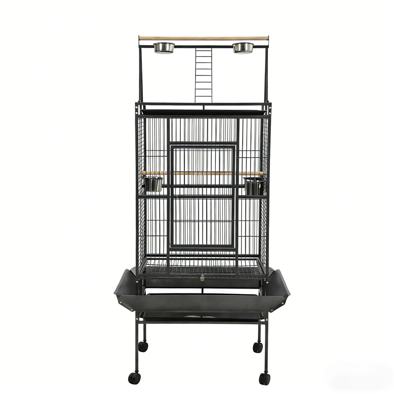 Heavy Duty Rolling Large Metal Bird Cage With Wheels Removable Tray for Parrots Easy Move Clean Home Aviary for Sale