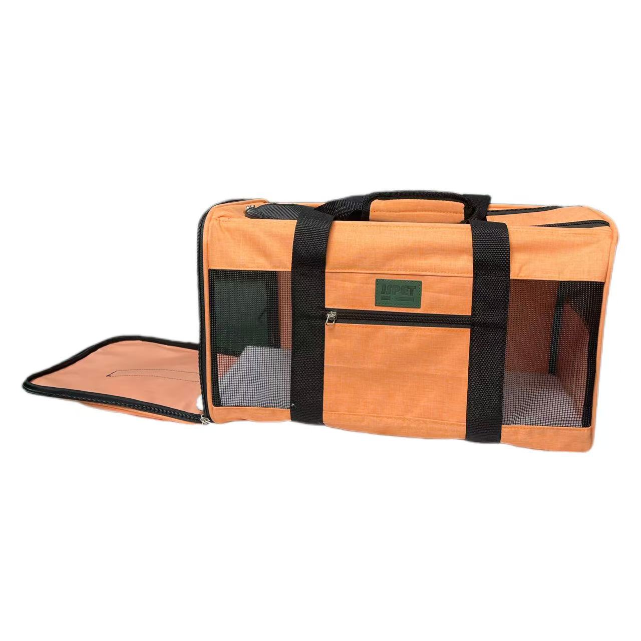 Fashionable Portable Eco-Friendly Breathable Oxford Polyester Pet Mesh Carrier Foldable Large Capacity Outdoor Travel Bag Zipper