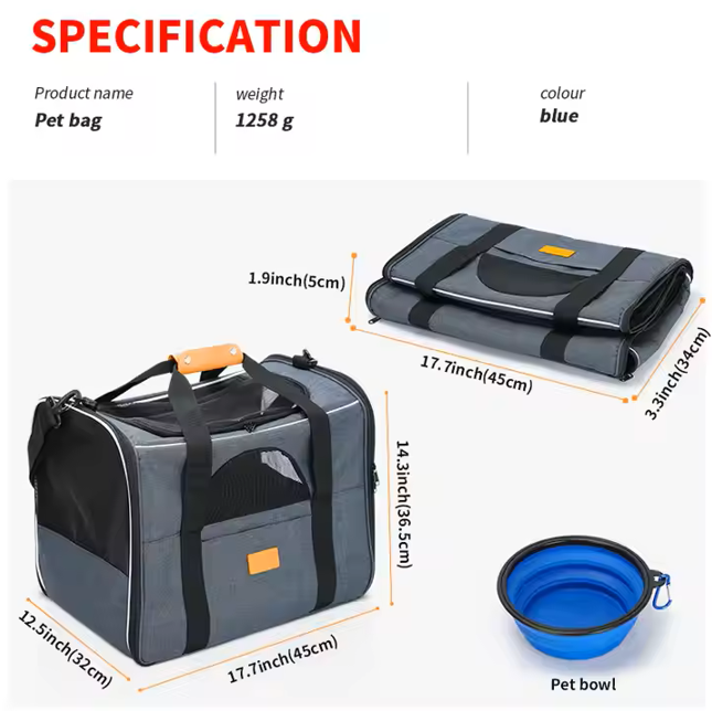 Factory Customization Cat Pet Carrier Soft Dog Soft-sided Carriers Luxury Travel Tote Airline Approved Soft Sided Pet Carrier