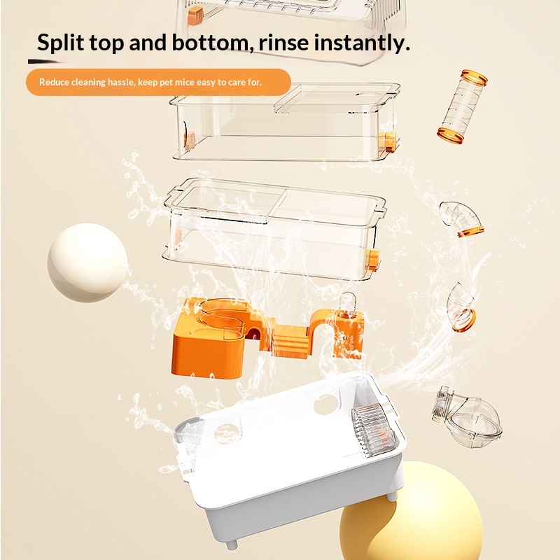 All-in-One 3-Story Hamster Cage, Large Multi-Functional Enclosure for Small Pets with Play Area &amp; Hideouts