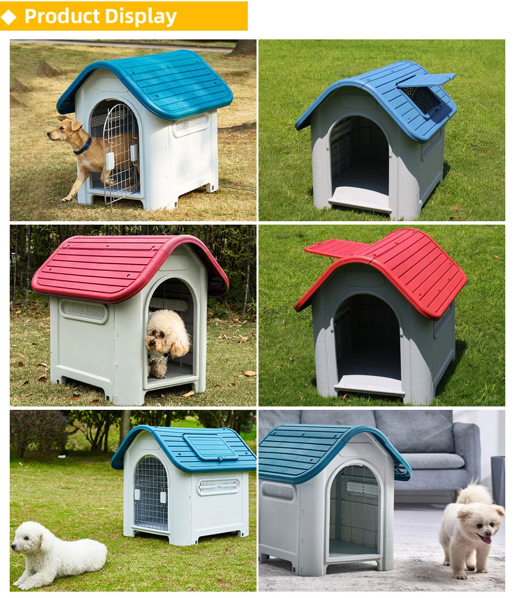 Luxury All-Season Availability Weatherproof Plastic Dog Kennel Insulated Breathable Non Toxic Outdoor/Indoor Pet Dog House for Backyard Garden