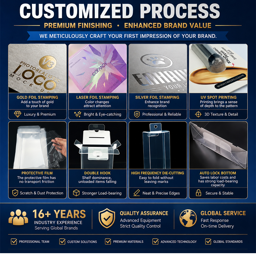 PET Transparent Box PVC Clear Plastic Package Box Auto Bottom Clear Plastic Packaging Box