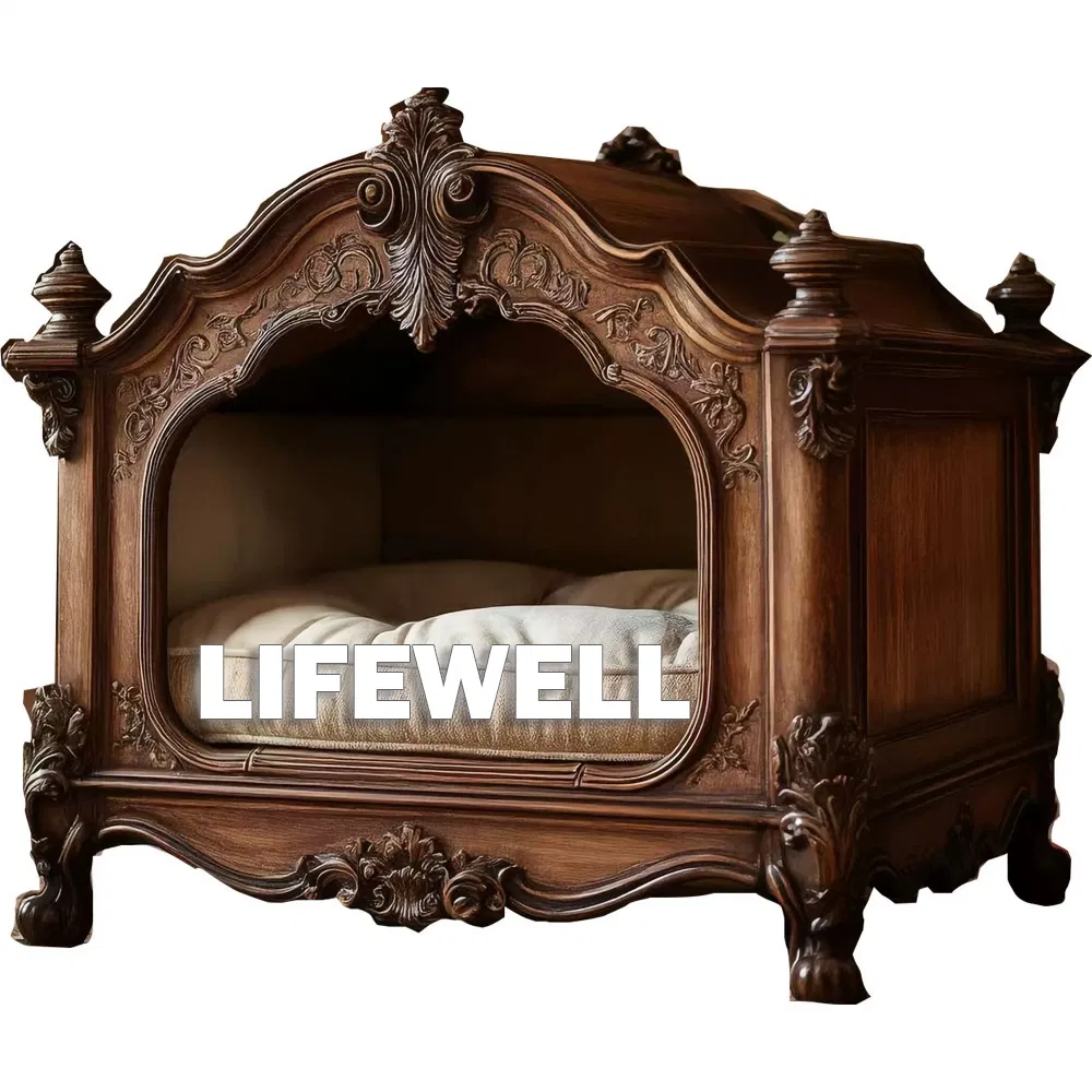 Handcrafted Wooden Dog House with Artistic Carving Luxury Indoor Outdoor Pet Furniture Premium Dog Kennel