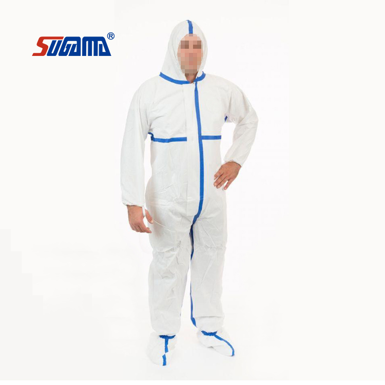 Disposable Surgical Medical SMS Nonwoven PE Plastic PP Protective Coverall for Food Processing /Hospital/Industry Use