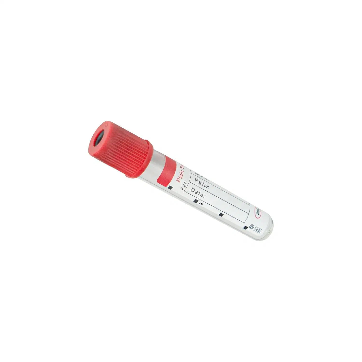Red Cap Blood Sample Collection Vial Vacuum Plain Tube