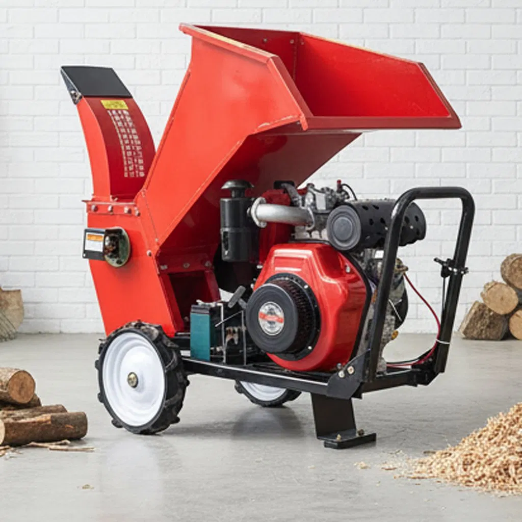 Wali 190f High Quality Diesel Horizontal Feeding Branch Shredder Wood Chipper Garden Shredders for Large Ochards Parks Garden.