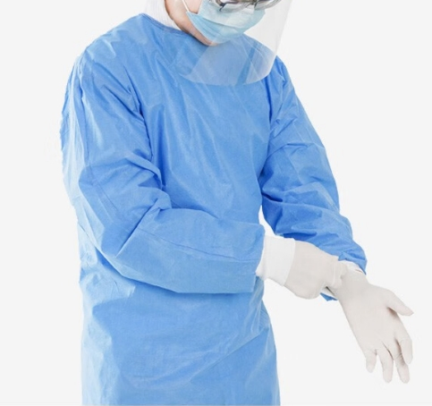 Cep PPE Hospital Isolation Level 2-3 Disposable Protective Sterile Fabric Non-Woven SMS White Blue Surgical Gown Adults