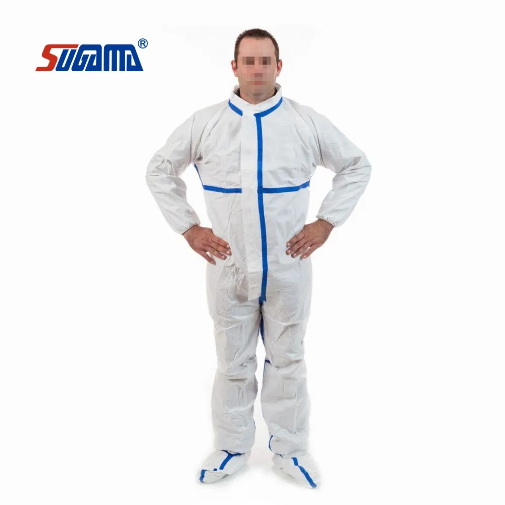 Disposable Surgical Medical SMS Nonwoven PE Plastic PP Protective Coverall for Food Processing /Hospital/Industry Use