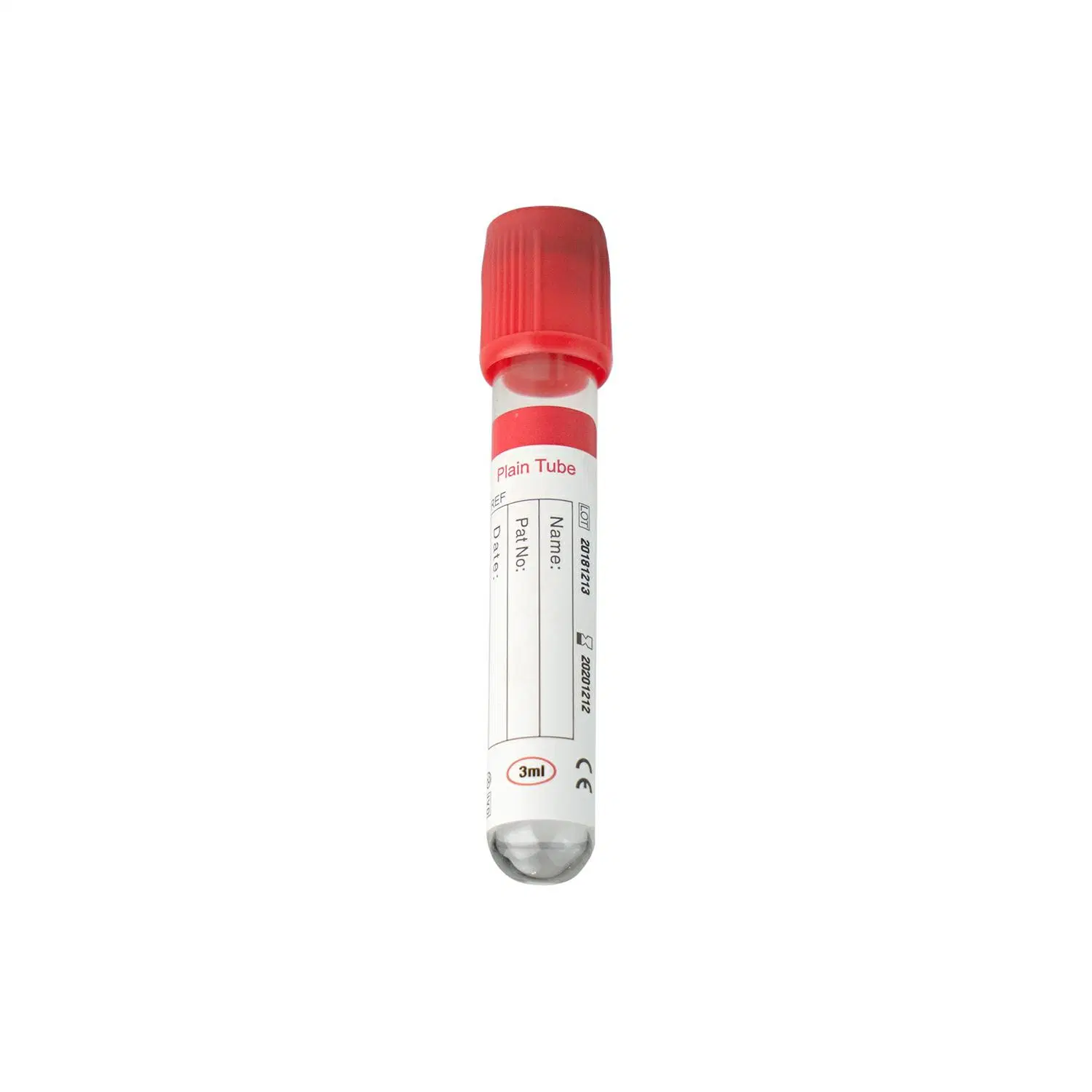 Red Cap Blood Sample Collection Vial Vacuum Plain Tube