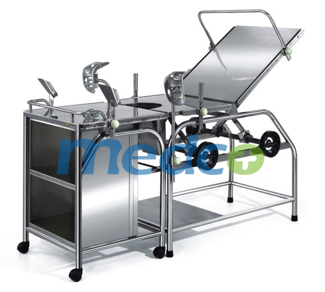 Medical Equipment Three Section Manual Delivery Table Gynecological Parturition Bed