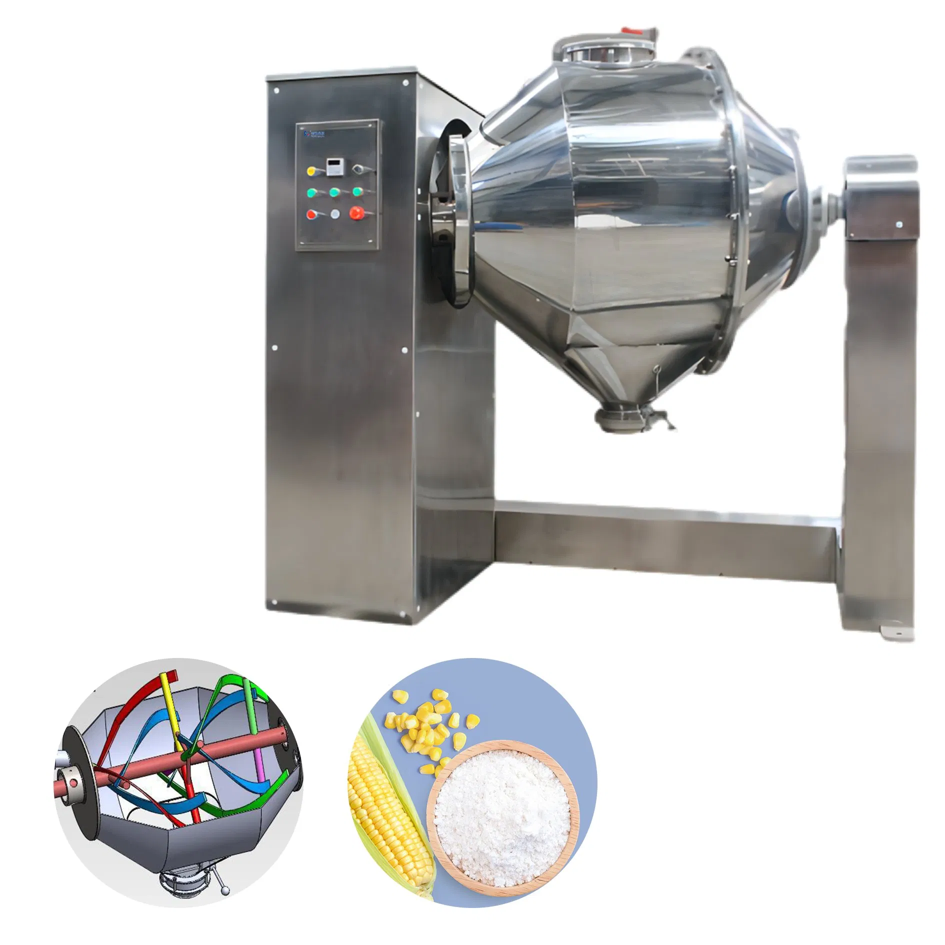 Industrial Corn Starch Double Cone Mixer Food-Grade Spiral Mixing Facility