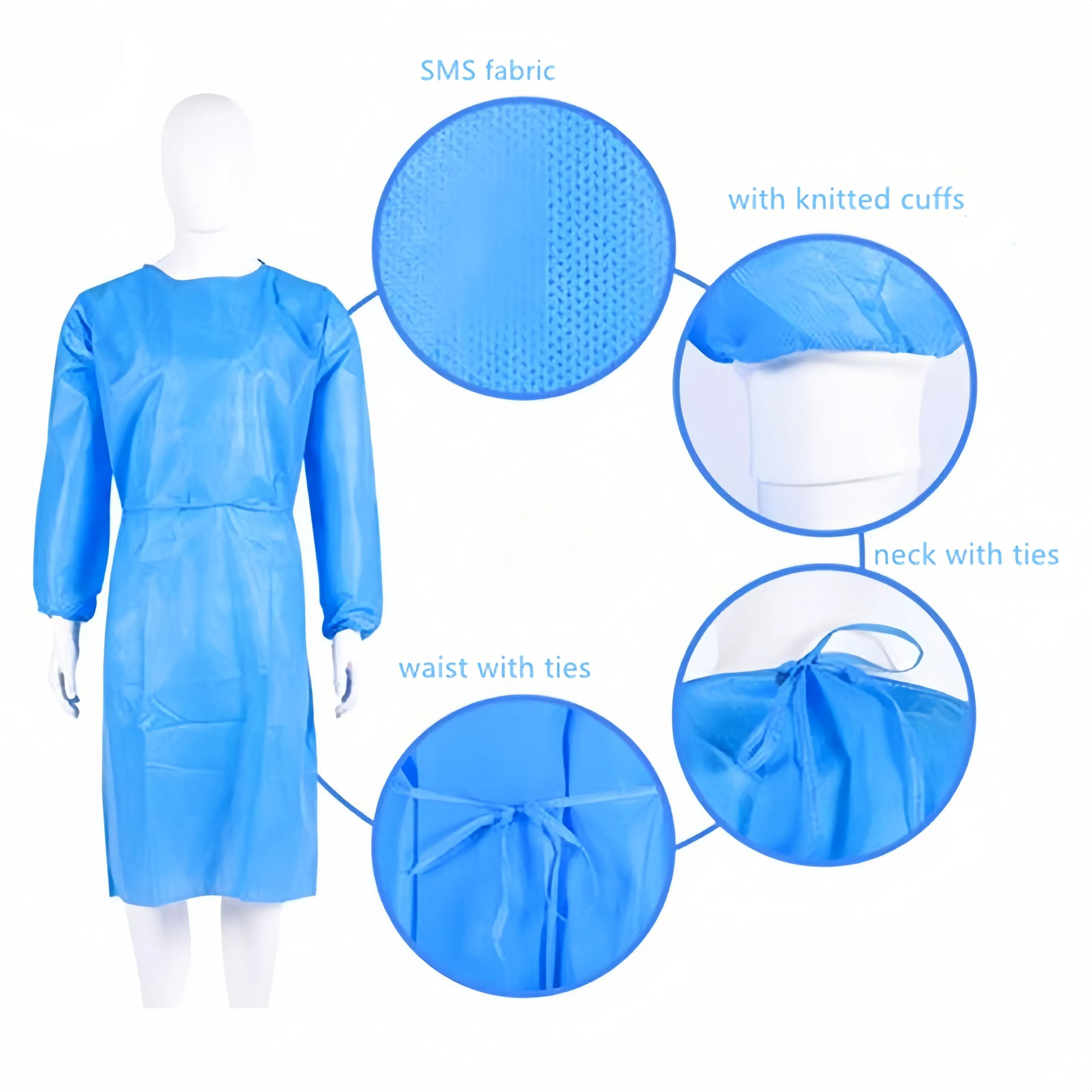 Disposable Protective Medical Isolation Gowns Surgical Gowns Liquid Protection Gown for Hospital Clinic and Dental Use