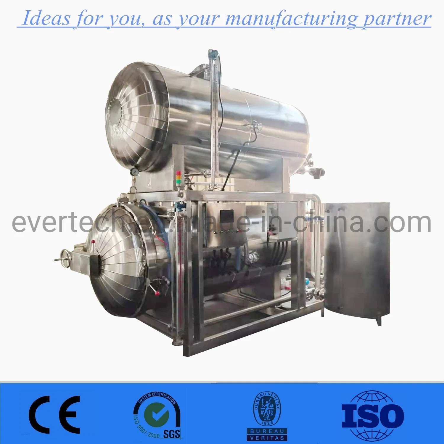 Double Barrel Water Immersion Food Sterilization Retort