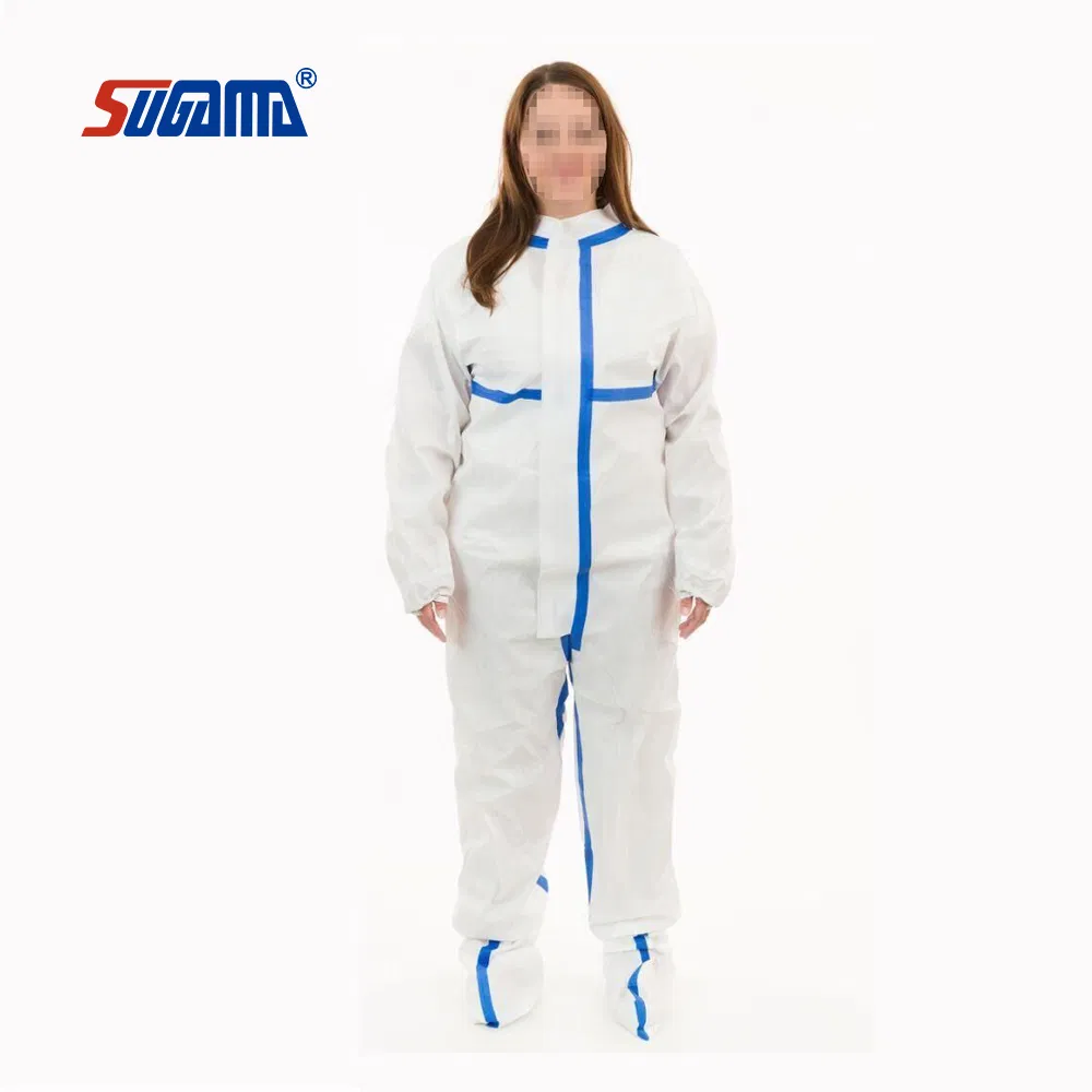 Disposable Surgical Medical SMS Nonwoven PE Plastic PP Protective Coverall for Food Processing /Hospital/Industry Use