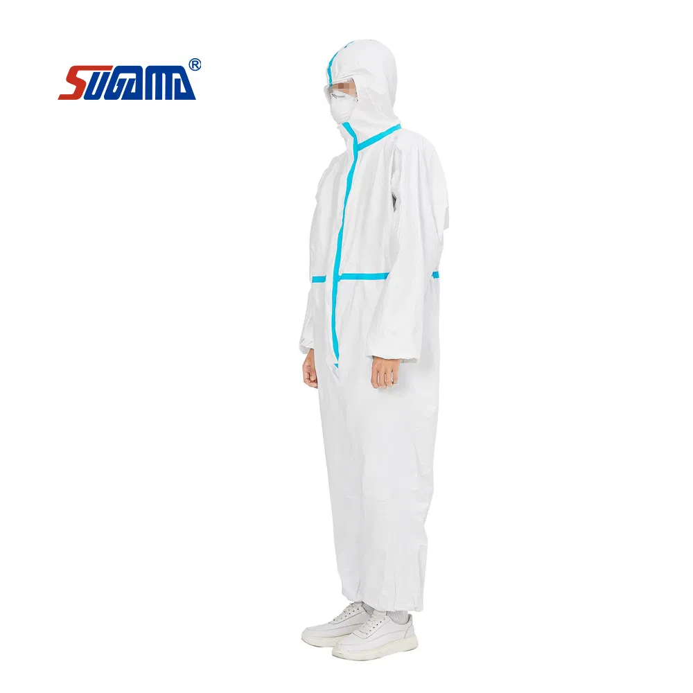 Disposable Surgical Medical SMS Nonwoven PE Plastic PP Protective Coverall for Food Processing /Hospital/Industry Use