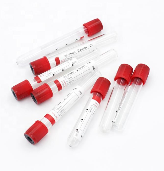 Single Use Plastic Glass Red Clot Activator Plain Tube 3ml 5ml 10ml Blood Collection Tube