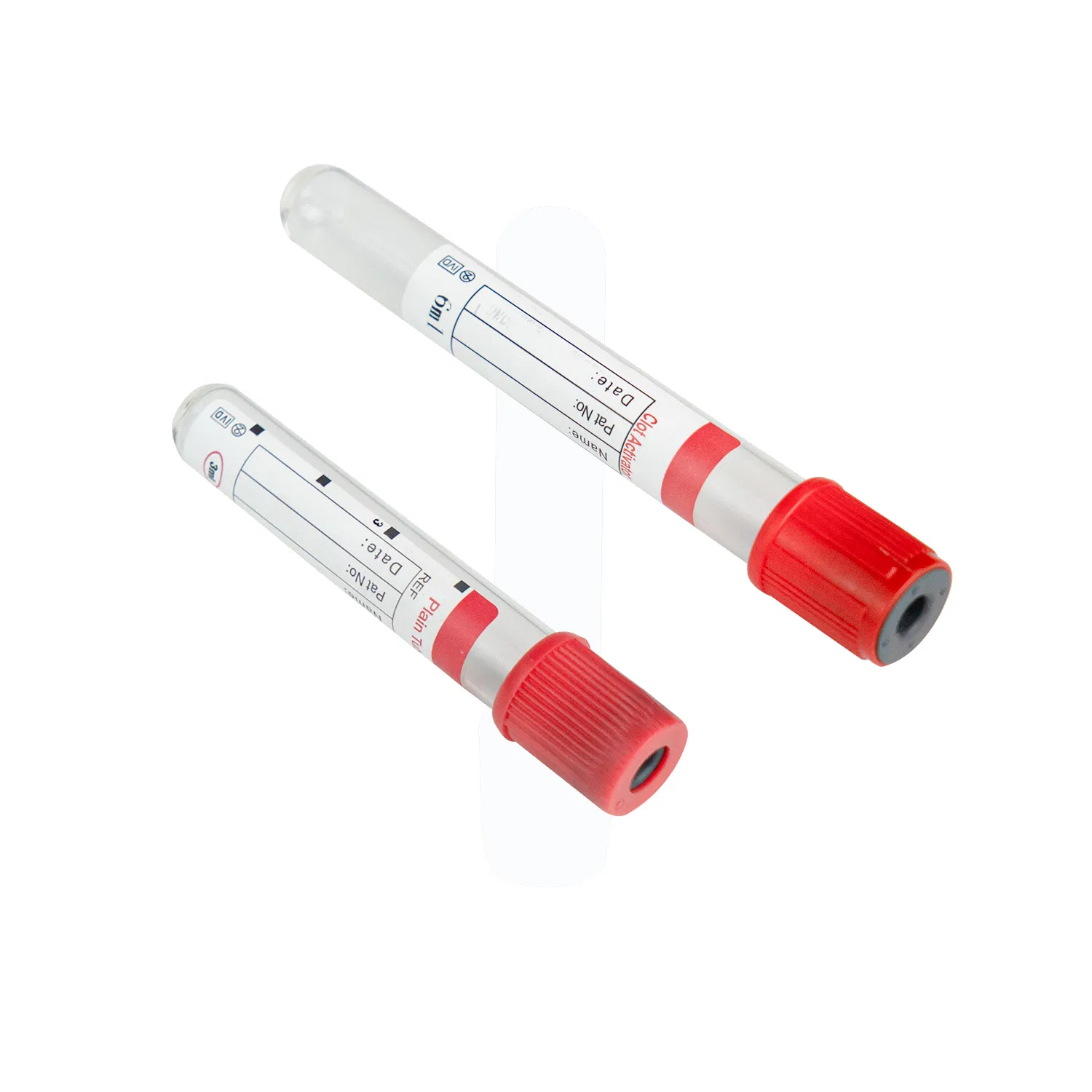 Red Cap Blood Sample Collection Vial Vacuum Plain Tube