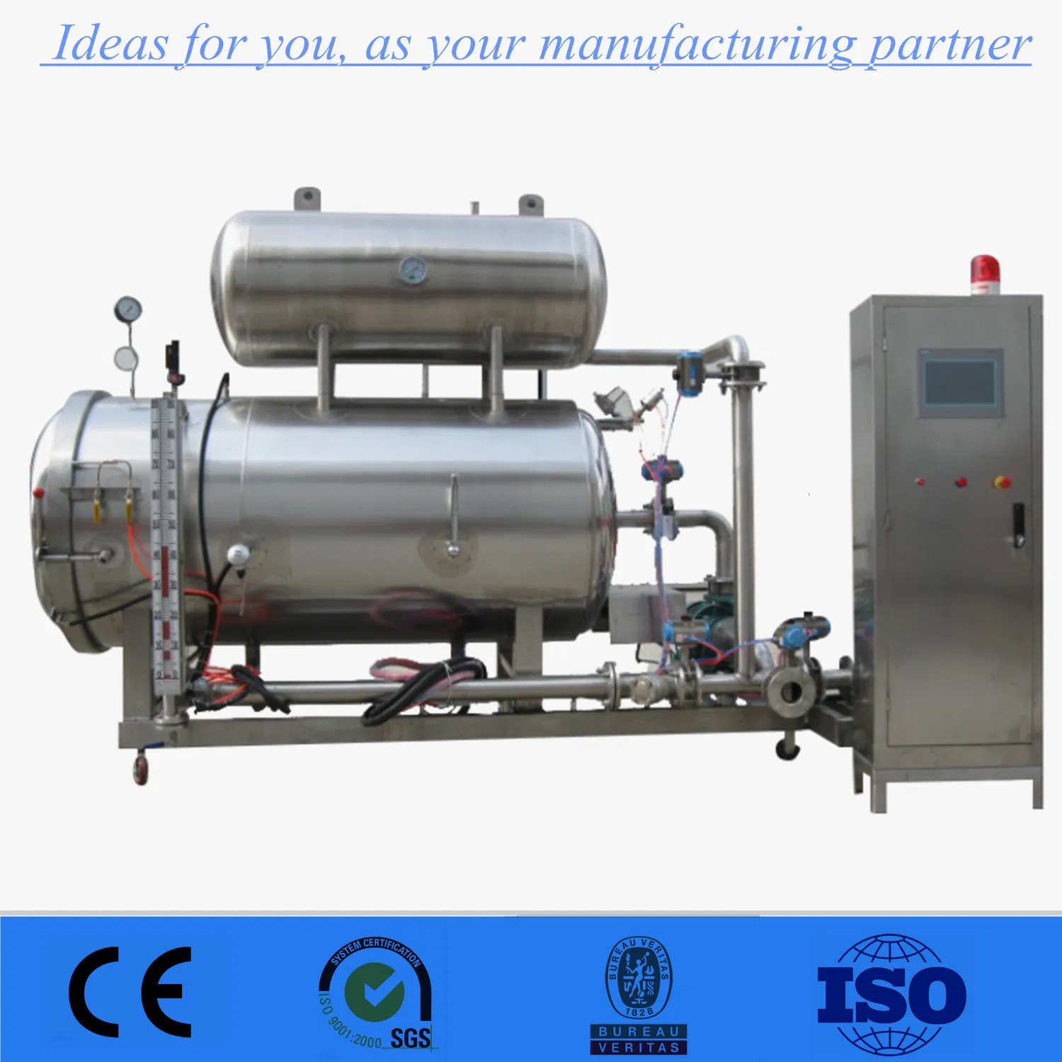 Double Barrel Water Immersion Food Sterilization Retort